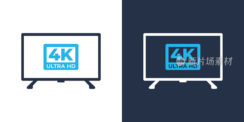 电视4K图标。固体图标矢量插图。用于网站设计，logo, app，模板，ui等。